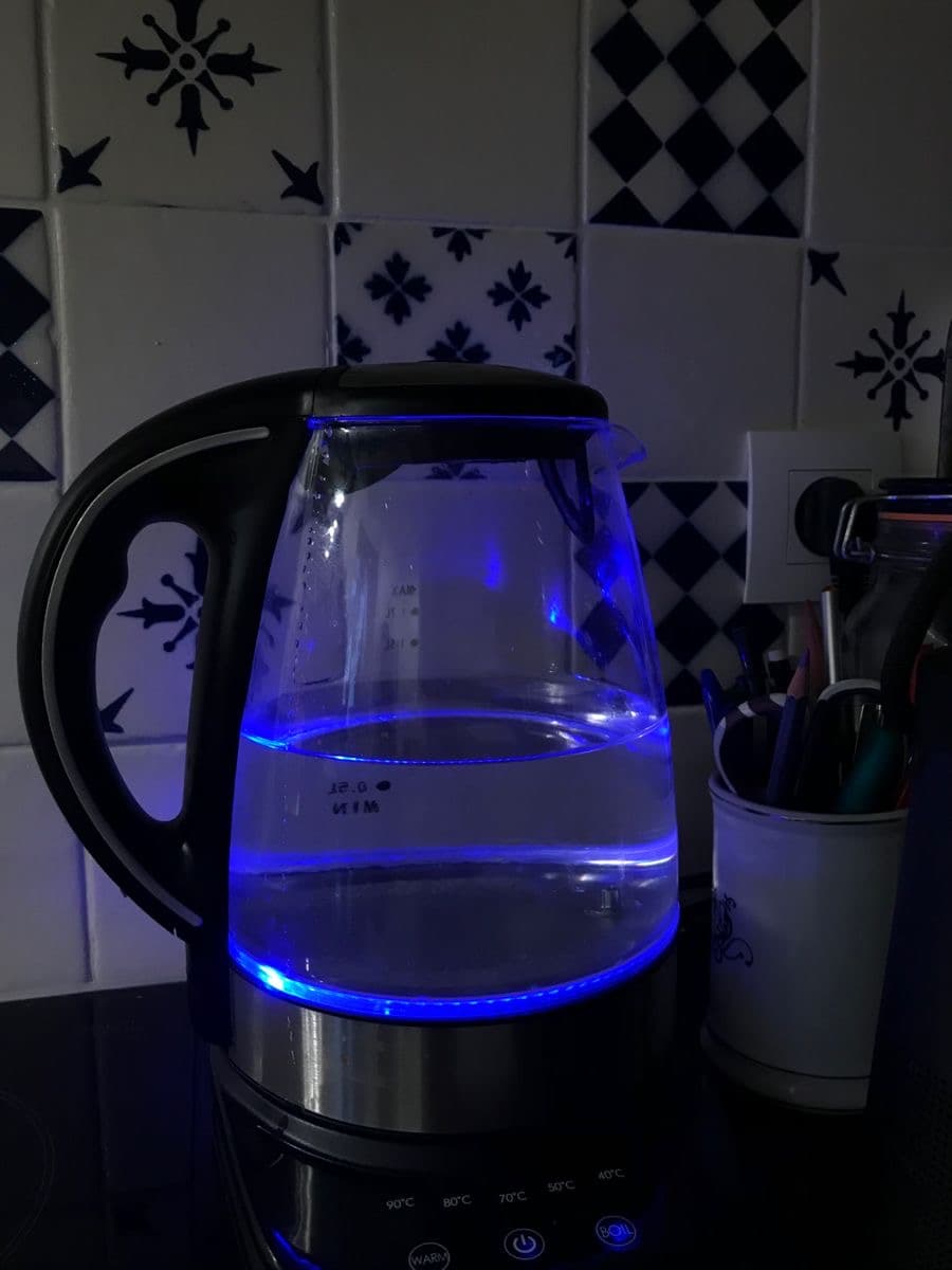 BLUE LED ILLUMINATION GLASS KETTLE
